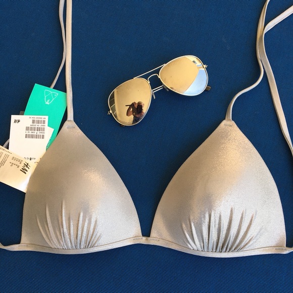H&M Other - SILVER METALLIC SILVER PUSH UP TRIANGLE BIKINI TOP